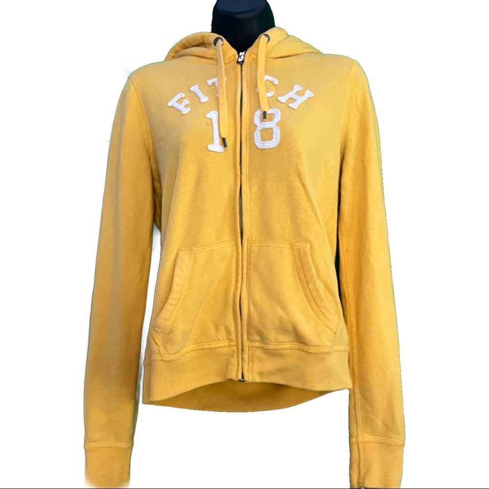 Abercrombie & Fitch Yellow Zip Up Hoodie (Large)